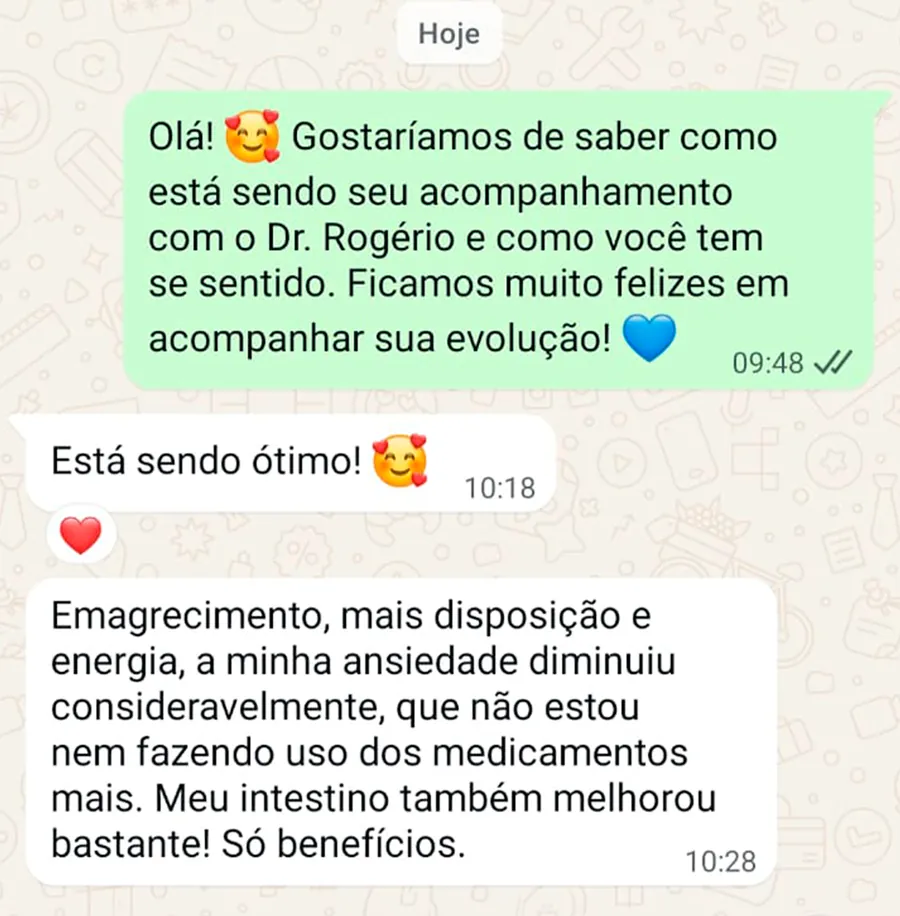 Depoimento de paciente: emagrecimento, mais disposição e menos ansiedade